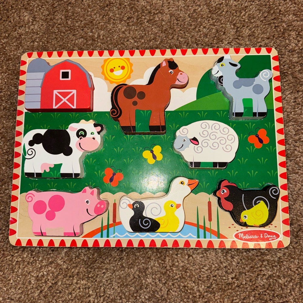 Melissa & Doug Farm Animals Wooden Chunky Puzzle